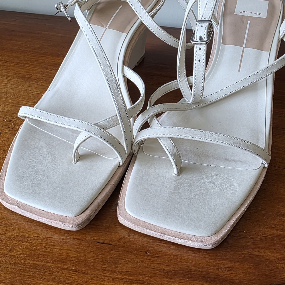 Dolce Vita Gemini Women's Wedge Sandals in ivory leather.